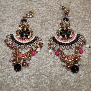 Pink, Grey and Rose Gold Statement Earrings